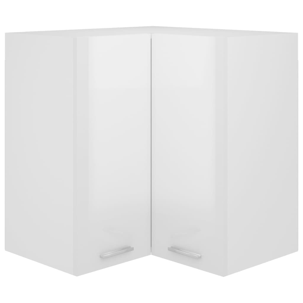 Hanging Corner Cabinet High Gloss White 57x57x60 cm Engineered Wood