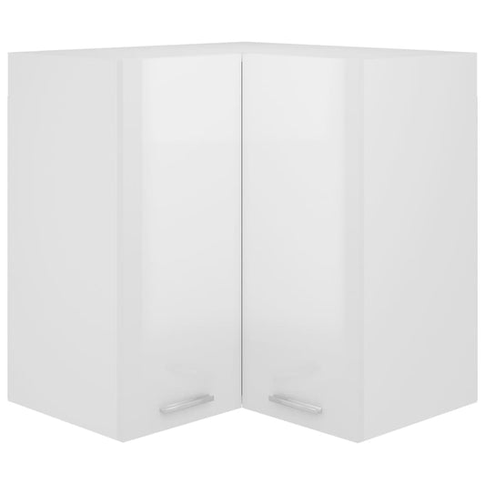 Hanging Corner Cabinet High Gloss White 57x57x60 cm Engineered Wood