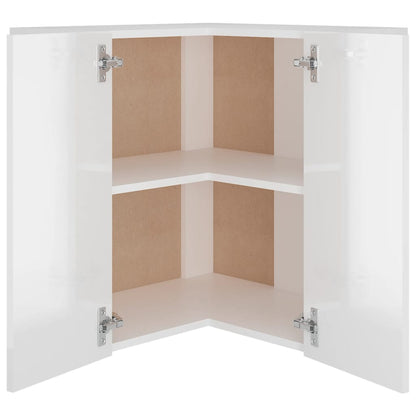 Hanging Corner Cabinet High Gloss White 57x57x60 cm Engineered Wood