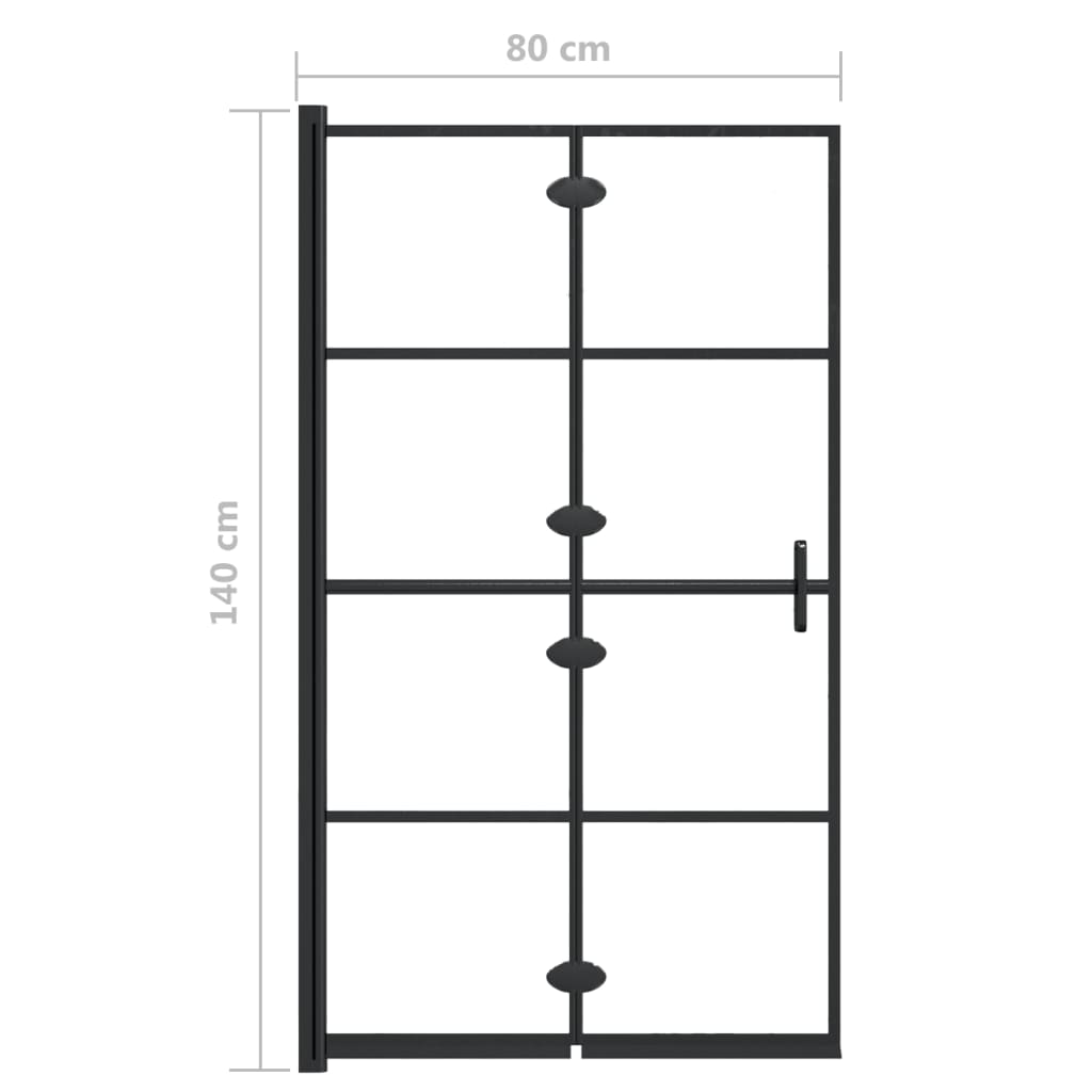 Folding Shower Enclosure ESG 80x140 cm Black