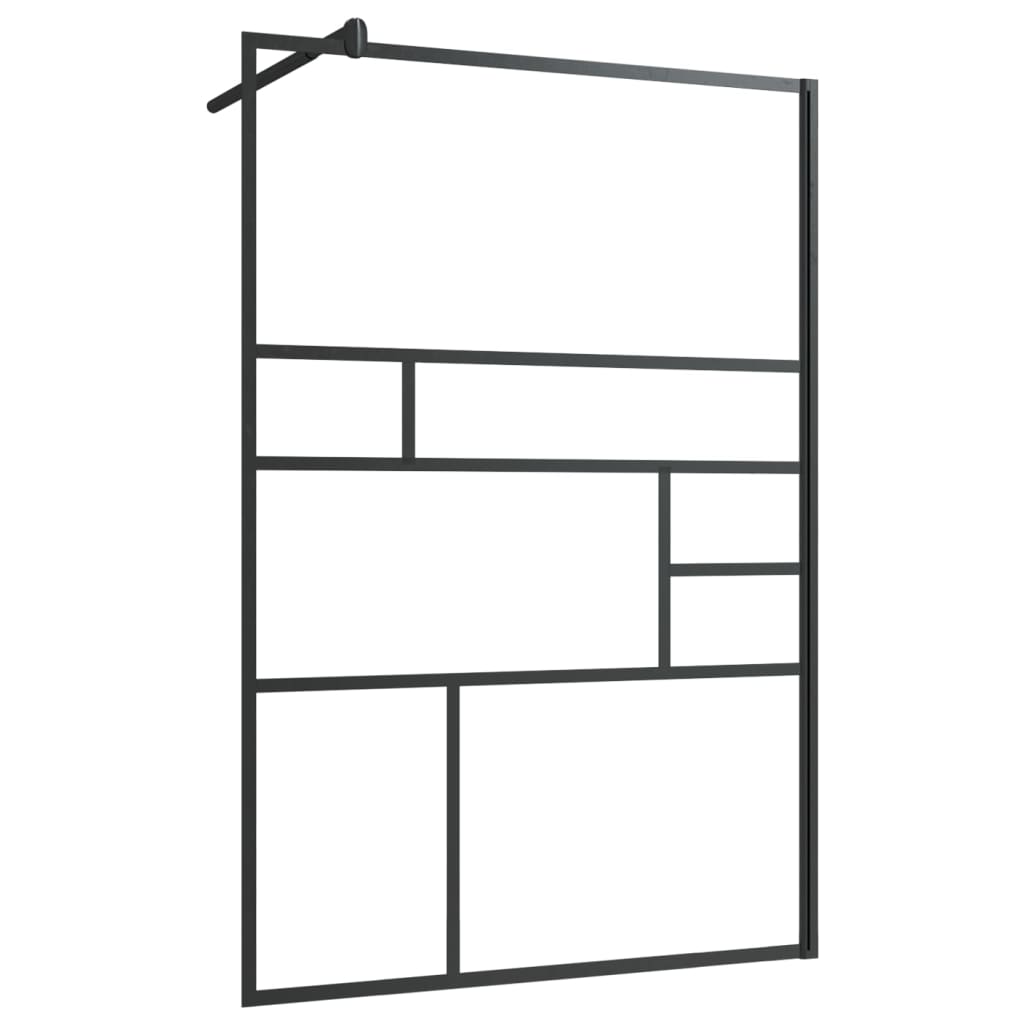 Walk-in Shower Wall with Clear ESG Glass 115x195 cm Black