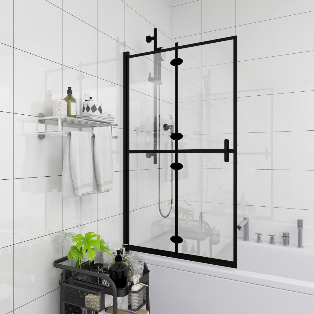 Folding Shower Enclosure ESG 100x140 cm Black