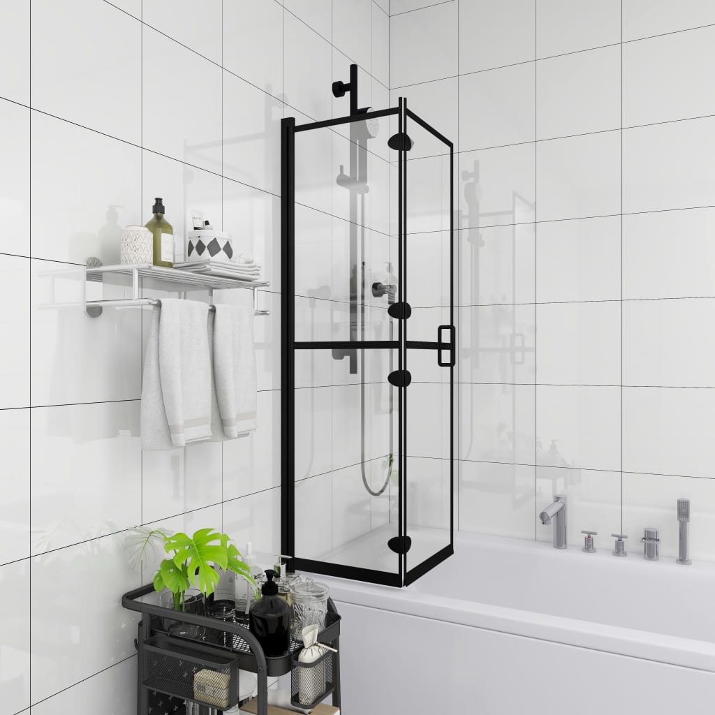 Folding Shower Enclosure ESG 100x140 cm Black