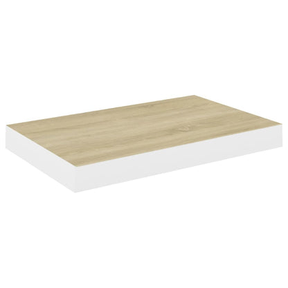 Floating Wall Shelf Oak and White 50x23x3.8 cm MDF