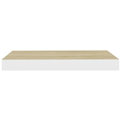 Floating Wall Shelf Oak and White 50x23x3.8 cm MDF