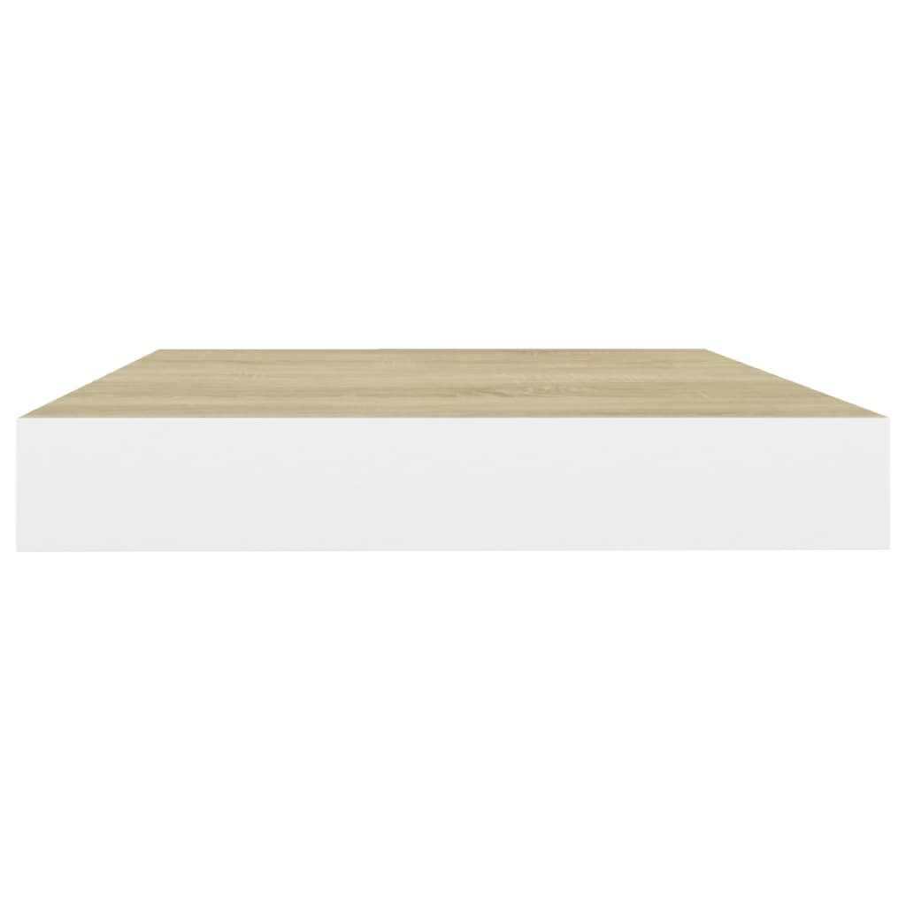 Floating Wall Shelf Oak and White 50x23x3.8 cm MDF