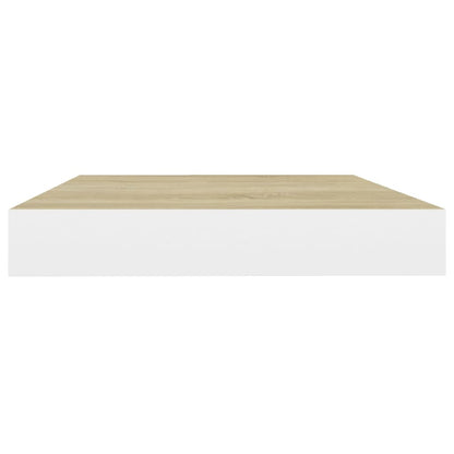 Floating Wall Shelf Oak and White 50x23x3.8 cm MDF