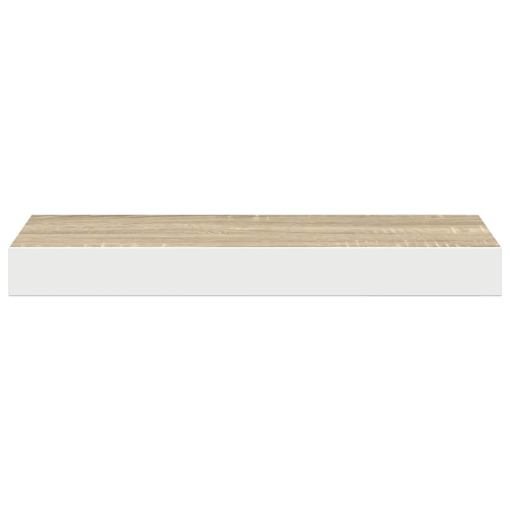 Floating Wall Shelf Oak and White 50x23x3.8 cm MDF