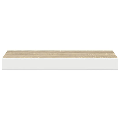 Floating Wall Shelf Oak and White 50x23x3.8 cm MDF
