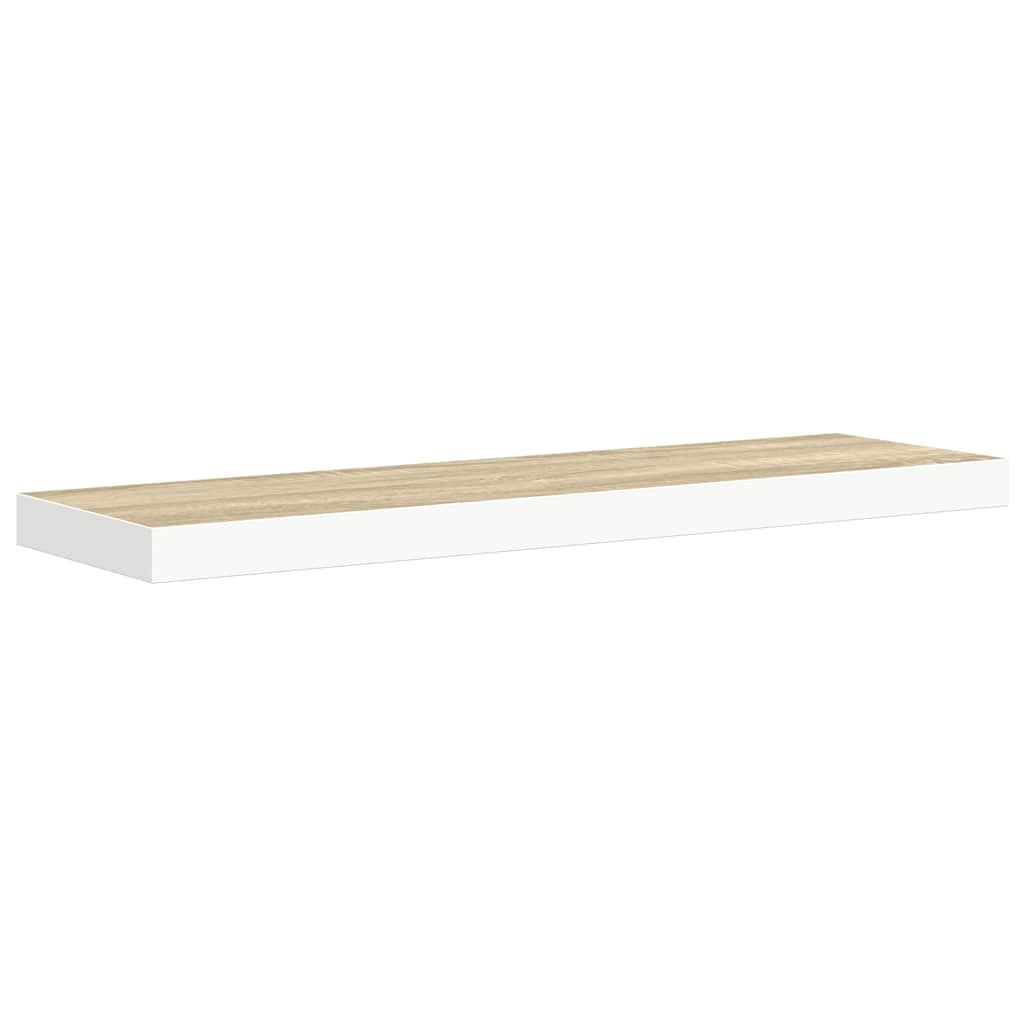 Floating Wall Shelf Oak and White 80x23.5x3.8 cm MDF