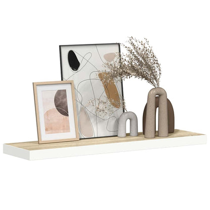 Floating Wall Shelf Oak and White 80x23.5x3.8 cm MDF