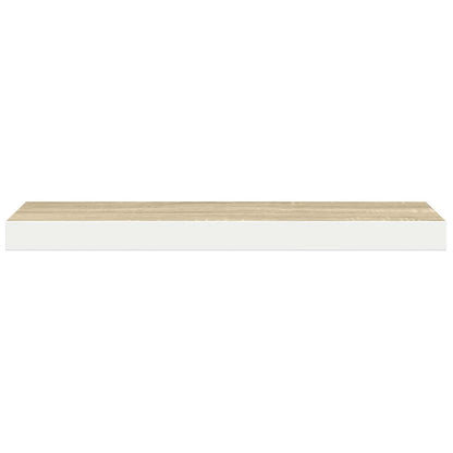 Floating Wall Shelf Oak and White 80x23.5x3.8 cm MDF