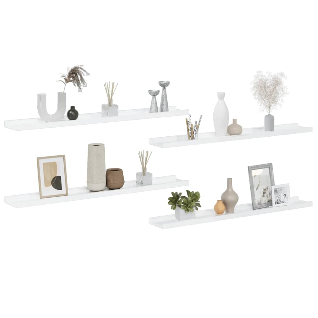 Wall Shelves 4 pcs High Gloss White 80x9x3 cm