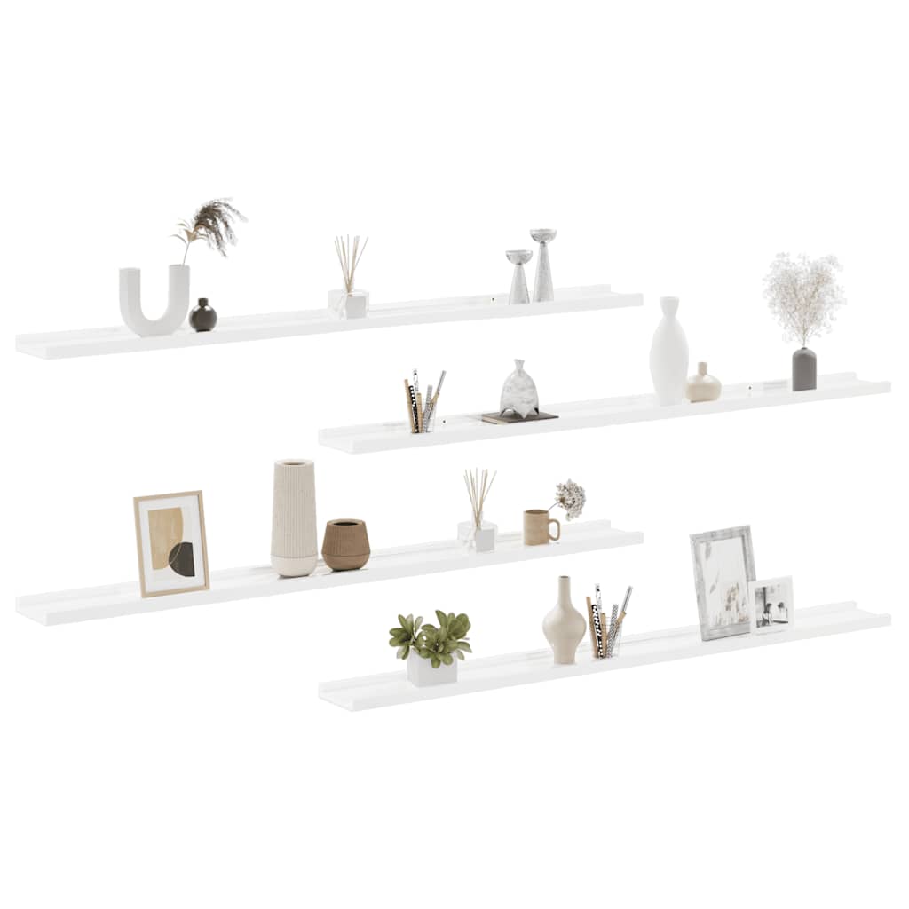 Wall Shelves 4 pcs White 115x9x3 cm