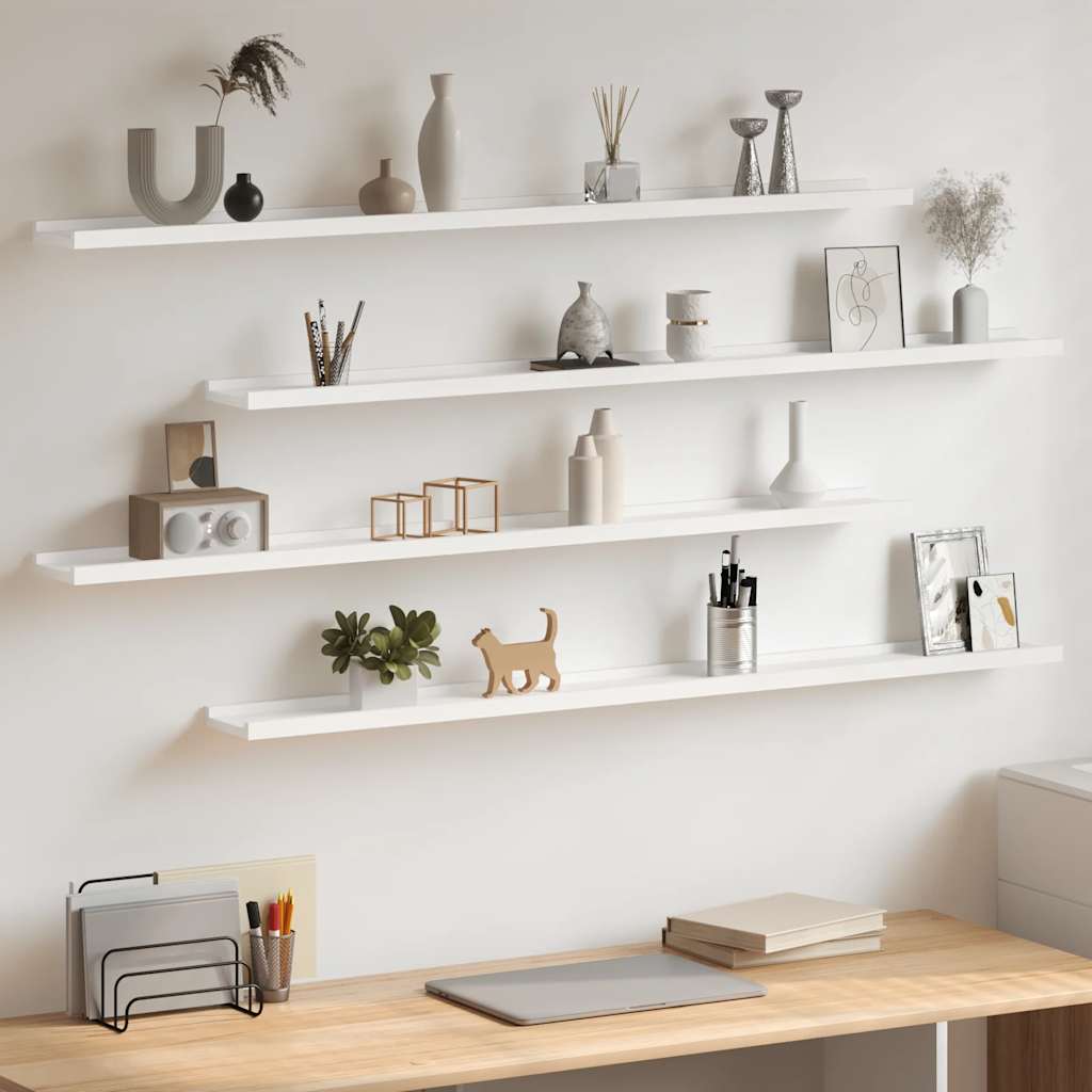 Wall Shelves 4 pcs White 115x9x3 cm