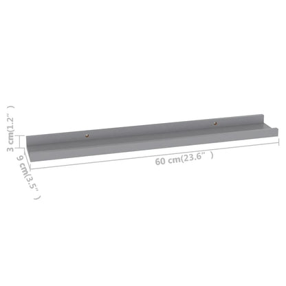 Wall Shelves 4 pcs Grey 60x9x3 cm