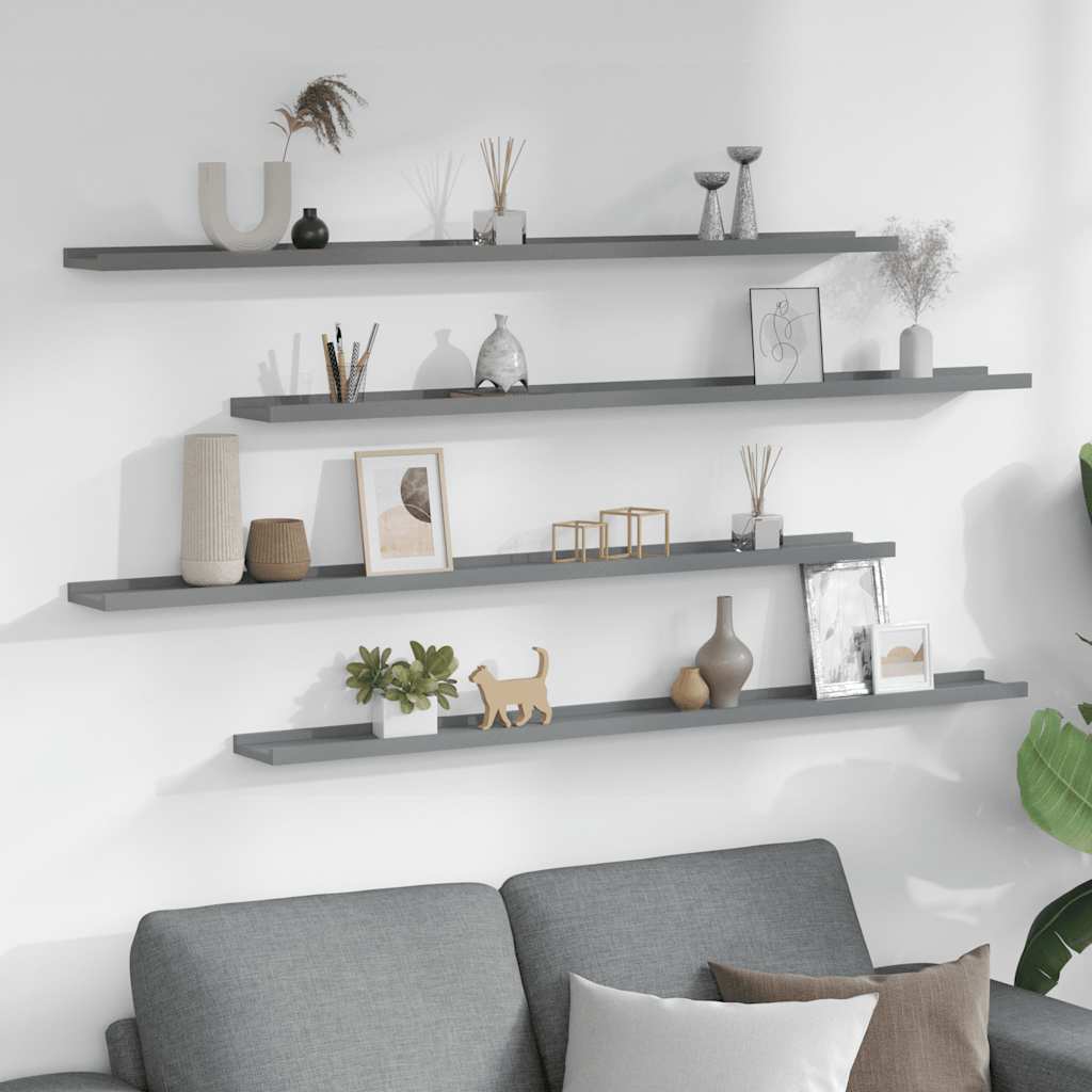 Wall Shelves 4 pcs Grey 115x9x3 cm