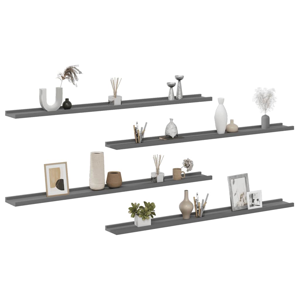 Wall Shelves 4 pcs Grey 115x9x3 cm