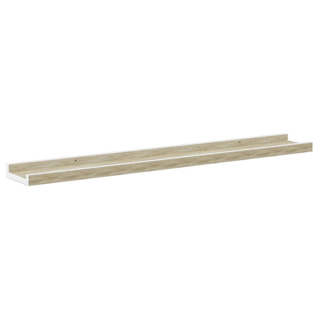 Wall Shelves 4 pcs White and Sonoma Oak 80x9x3 cm
