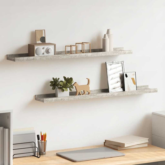 Wall Shelves 2 pcs Concrete Grey 80x9x3 cm