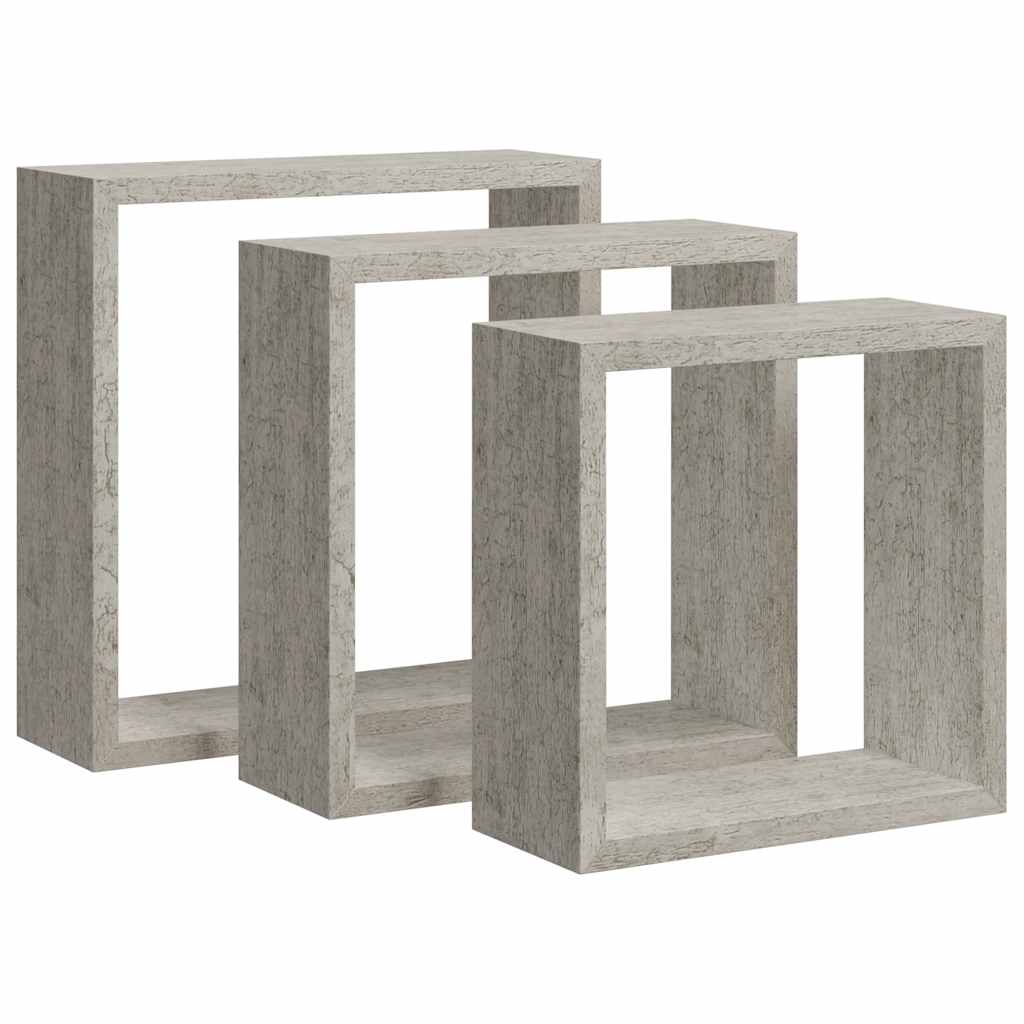Wall Cube Shelves 3 pcs Concrete Grey