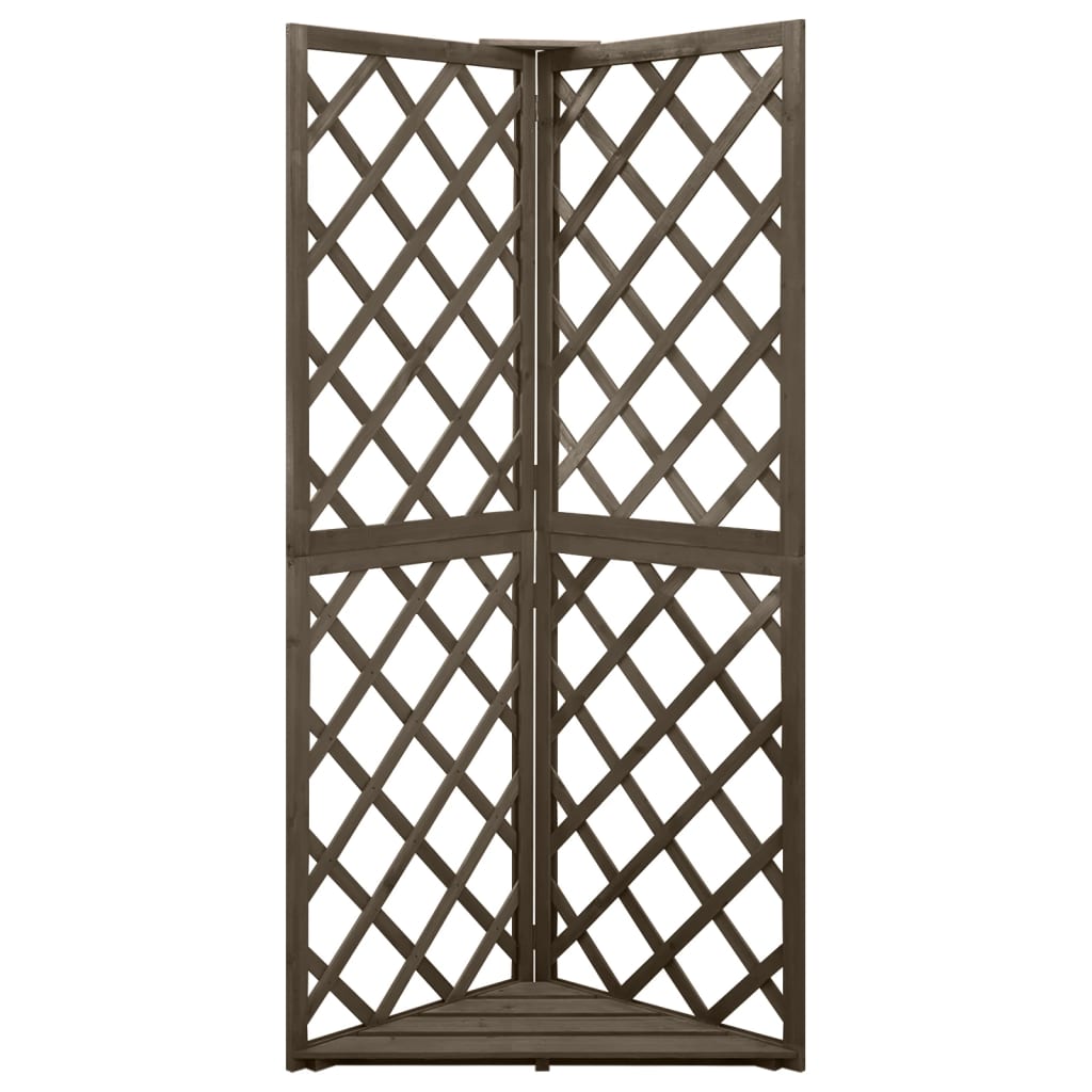 Corner Trellis Grey 50x50x145 cm Solid Fir Wood