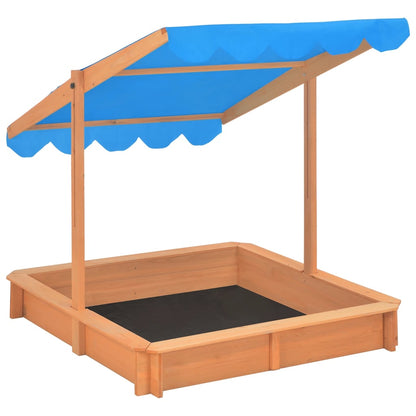 Sandbox with Adjustable Roof Firwood 115x115x115 cm