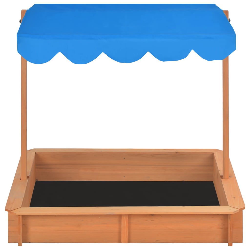 Sandbox with Adjustable Roof Firwood 115x115x115 cm