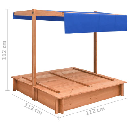 Sandbox with Roof Firwood 112x112x112 cm