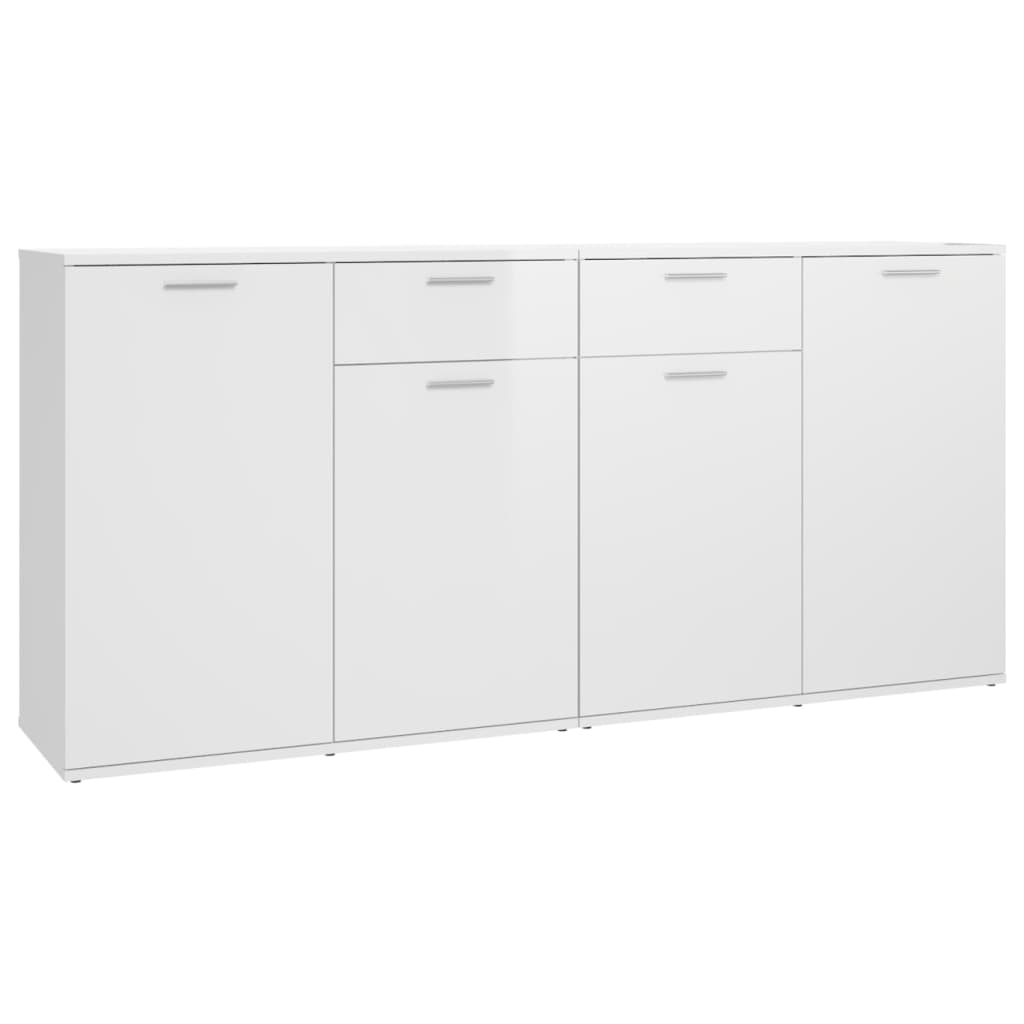 Sideboard High Gloss White 160x36x75 cm Engineered Wood