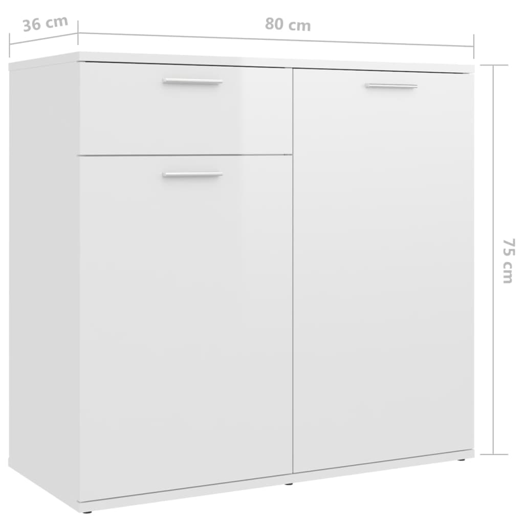 Sideboard High Gloss White 160x36x75 cm Engineered Wood