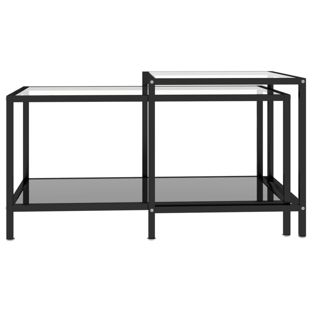 Tea Tables 2 pcs Tempered Glass Black