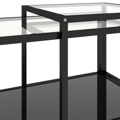 Tea Tables 2 pcs Tempered Glass Black