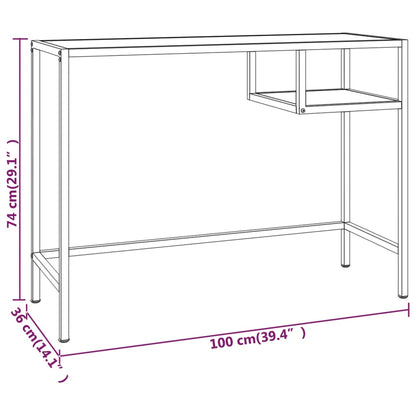 Computer Desk Black Marble 100x36x74 cm Tempered Glass