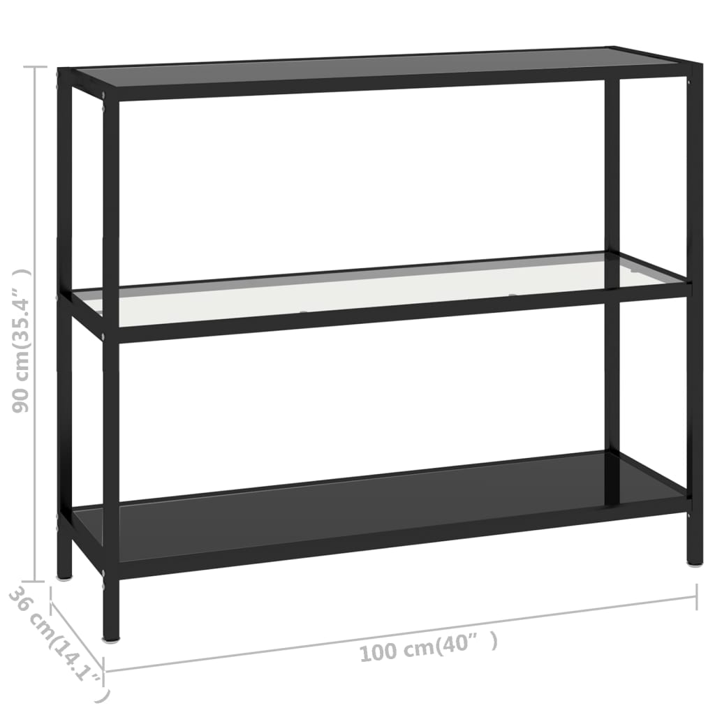 Shelf Transparent and Black 100x36x90 cm Tempered Glass