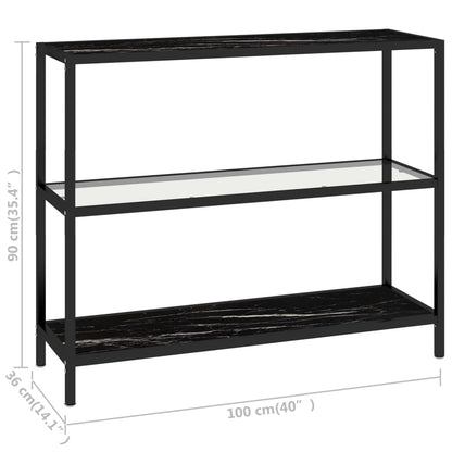 Shelf Transparent and Black Marble 100x36x90 cm Tempered Glass