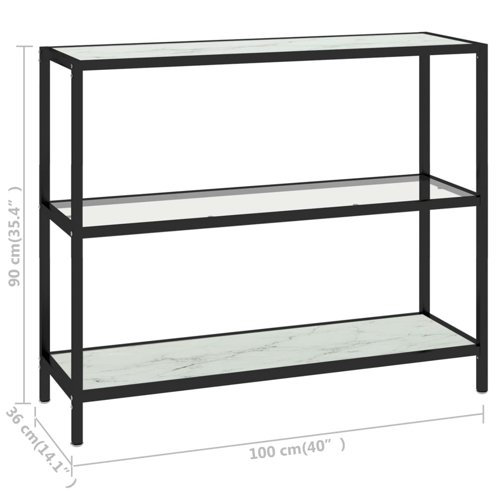 Shelf Transparent and White Marble 100x36x90 cm Tempered Glass