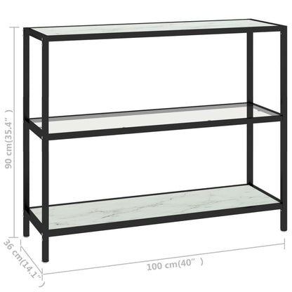 Shelf Transparent and White Marble 100x36x90 cm Tempered Glass