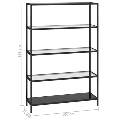 Shelf Black and Transparent 100x36x168 cm Tempered Glass