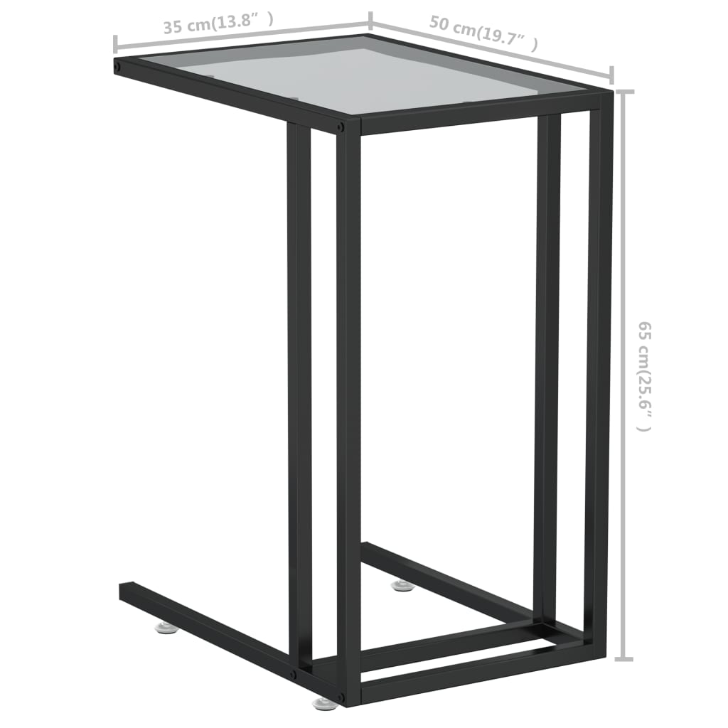 Computer Side Table Transparent 50x35x65 cm Tempered Glass