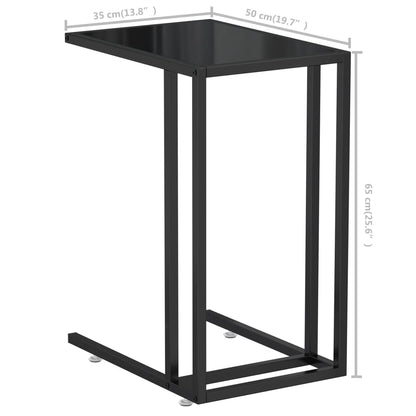 Computer Side Table Black 50x35x65 cm Tempered Glass