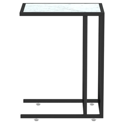 Computer Side Table White Marble 50x35x65 cm Tempered Glass