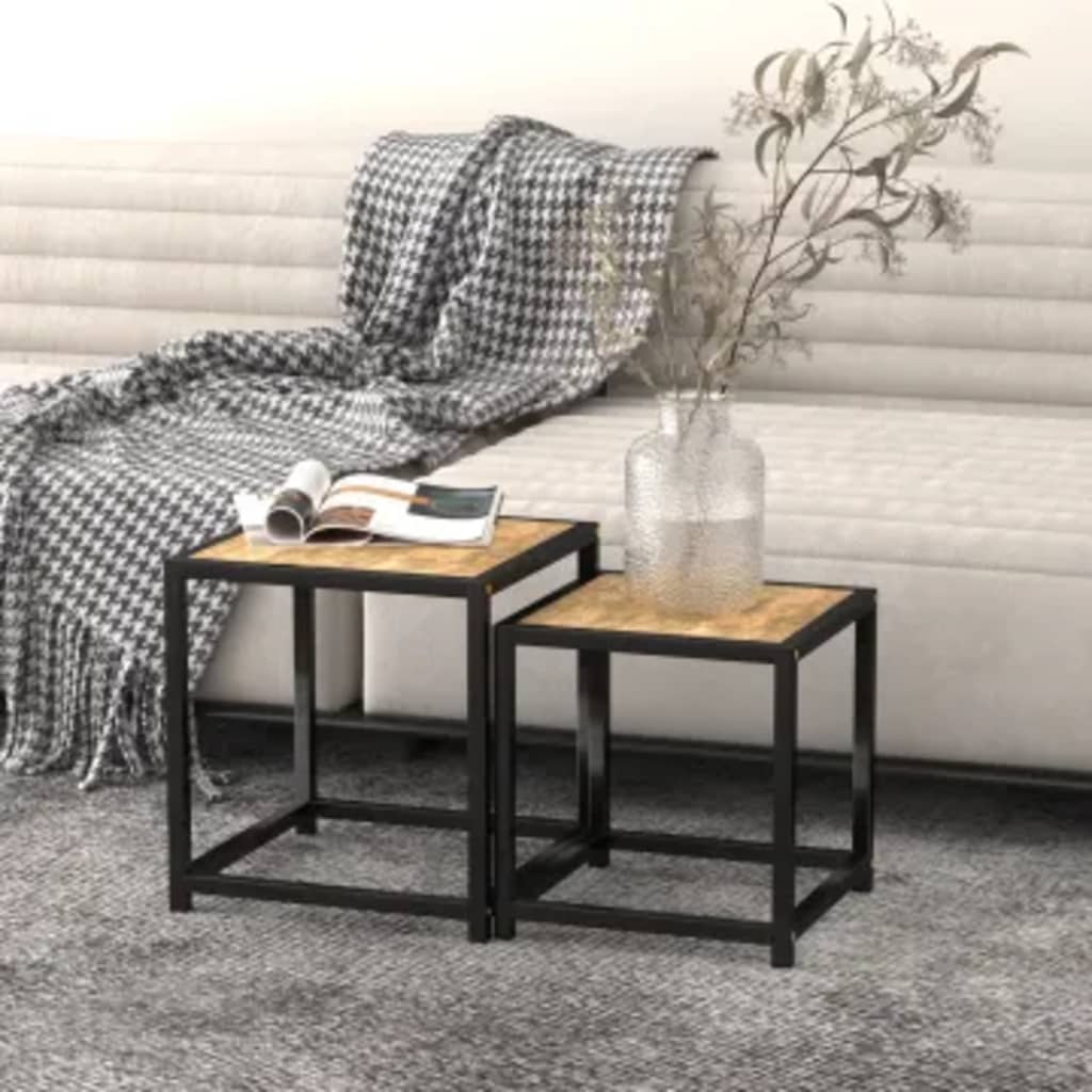 Tea Tables 2 pcs MDF Black and Yellow