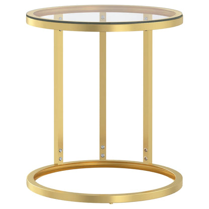 Side Table Gold and Transparent 45 cm Tempered Glass