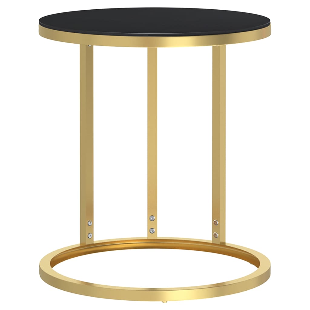 Side Table Gold and Black 45 cm Tempered Glass