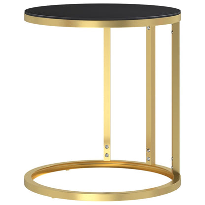 Side Table Gold and Black 45 cm Tempered Glass