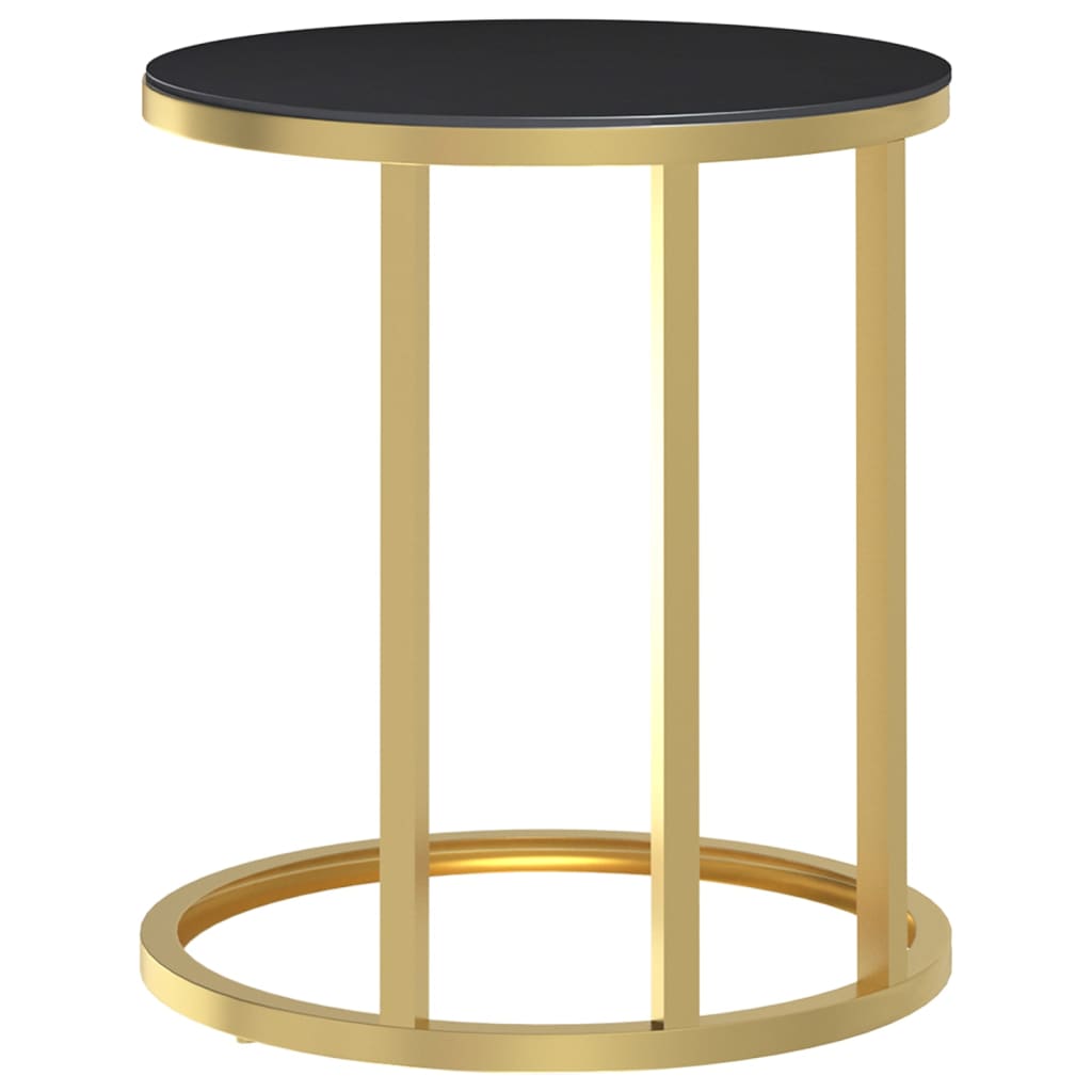 Side Table Gold and Black 45 cm Tempered Glass