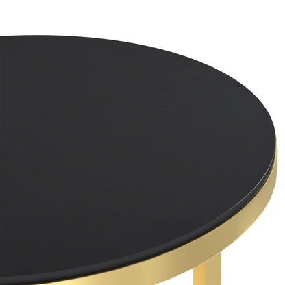 Side Table Gold and Black 45 cm Tempered Glass