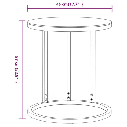 Side Table Gold and Black Marble 45 cm Tempered Glass