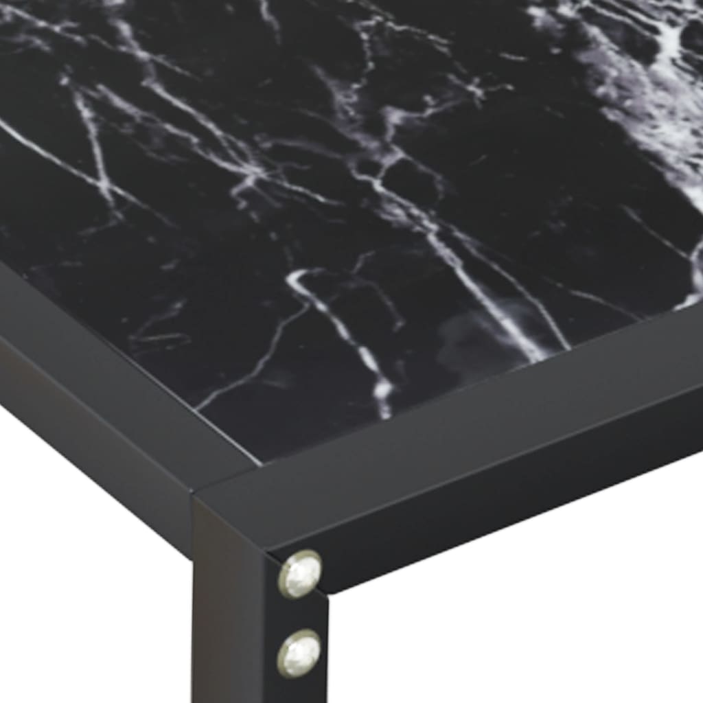 Console Table Black Marble 140x35x75.5cm Tempered Glass